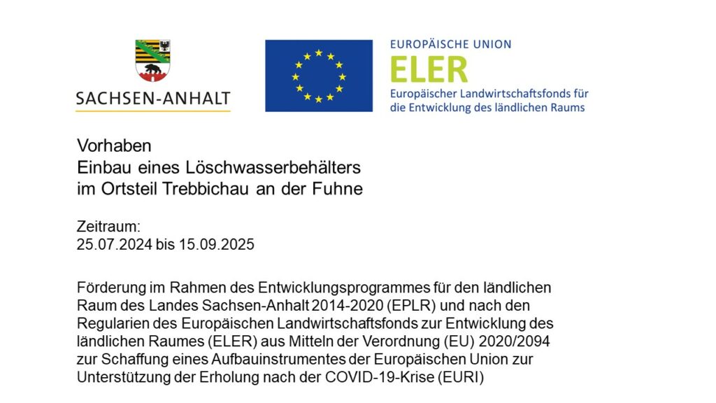 ELER Foerderung Loeschwasserteich Trebbichau